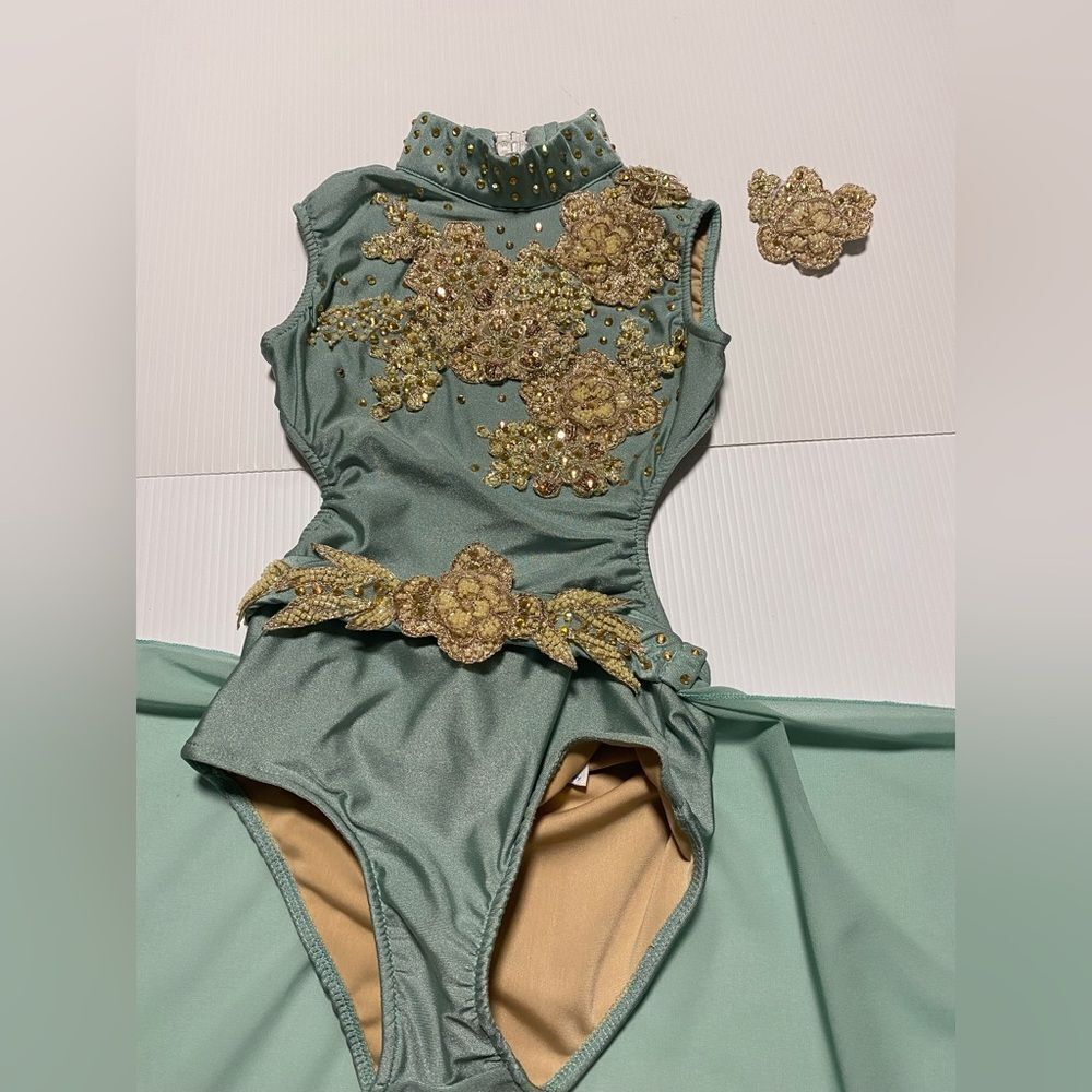Rare Glamour competition solo dance costume
sage green lyrical SC child - Picture 4 of 11